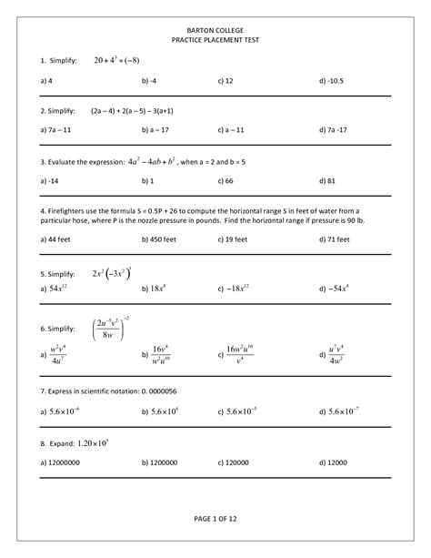 how hard math placement test for college|college math placement test questions.